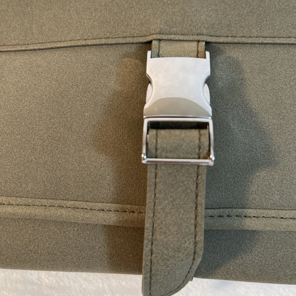 Olive‎ Green Suede Travel Hanging Toiletry Makeup Jewelry Organizer Adjustable
